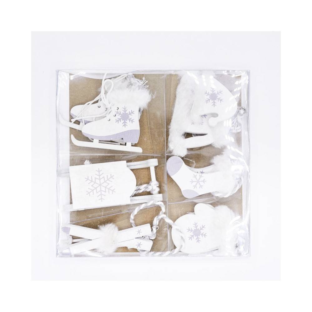 Lot de 6 miniatures en bois blanc