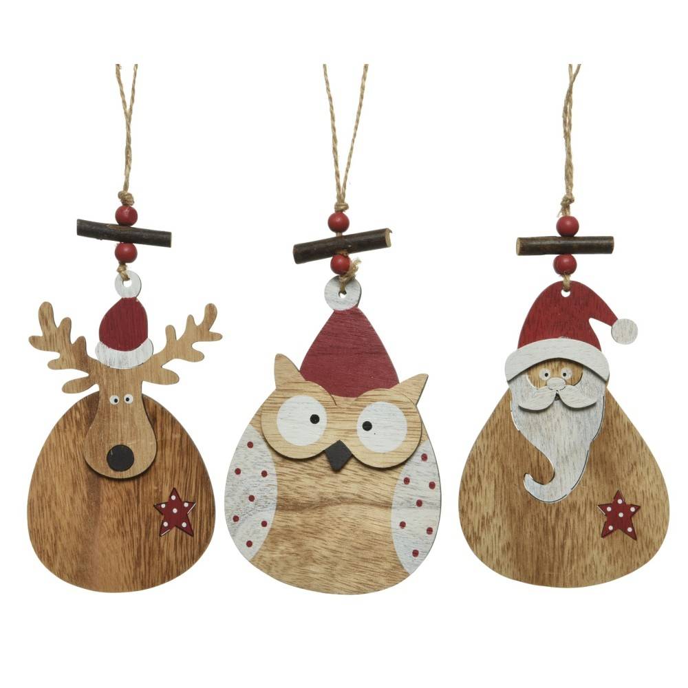 3 Personnages de Noël en Bois