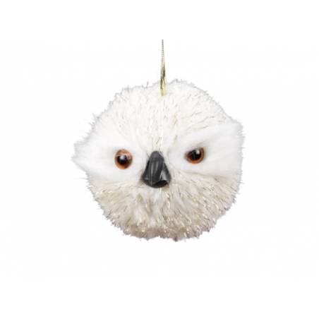 Suspension boule hibou fourrure