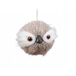 Suspension boule hibou fourrure