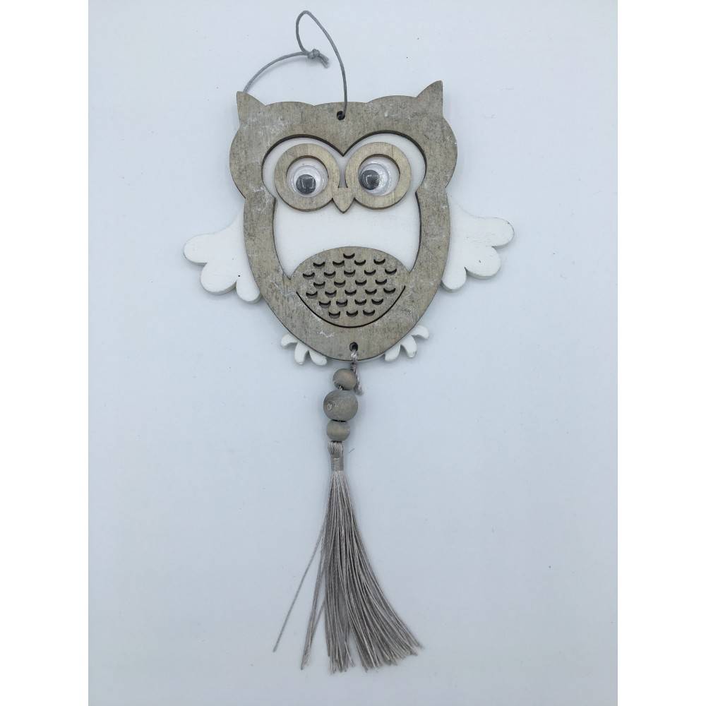 Lot de 2 suspensions hibou en bois OLI