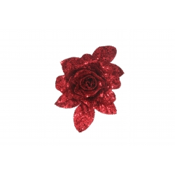 Sparkling red rose on a clip