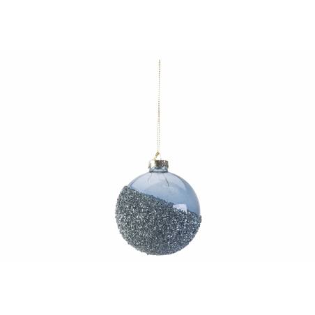 Kerstbal glas met glitter