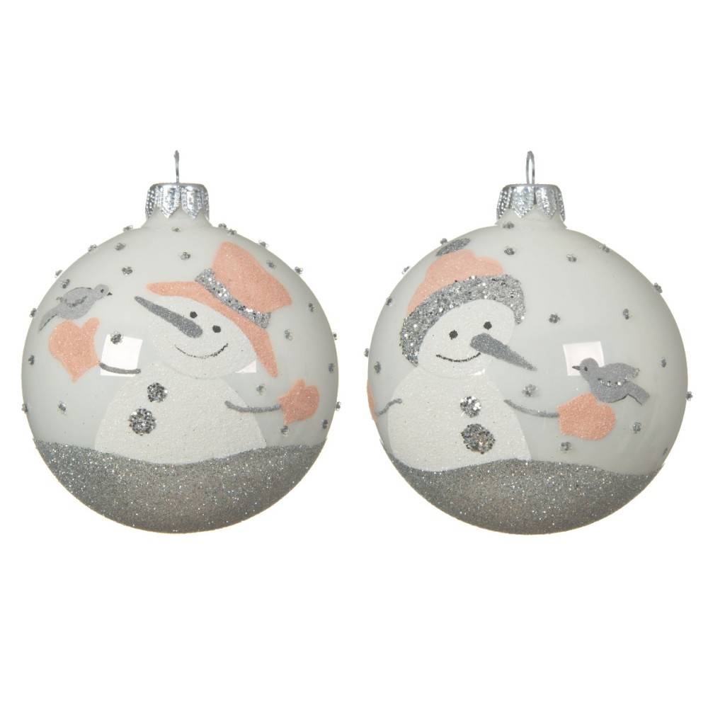 2x3 Snowman glass Christmas baubles