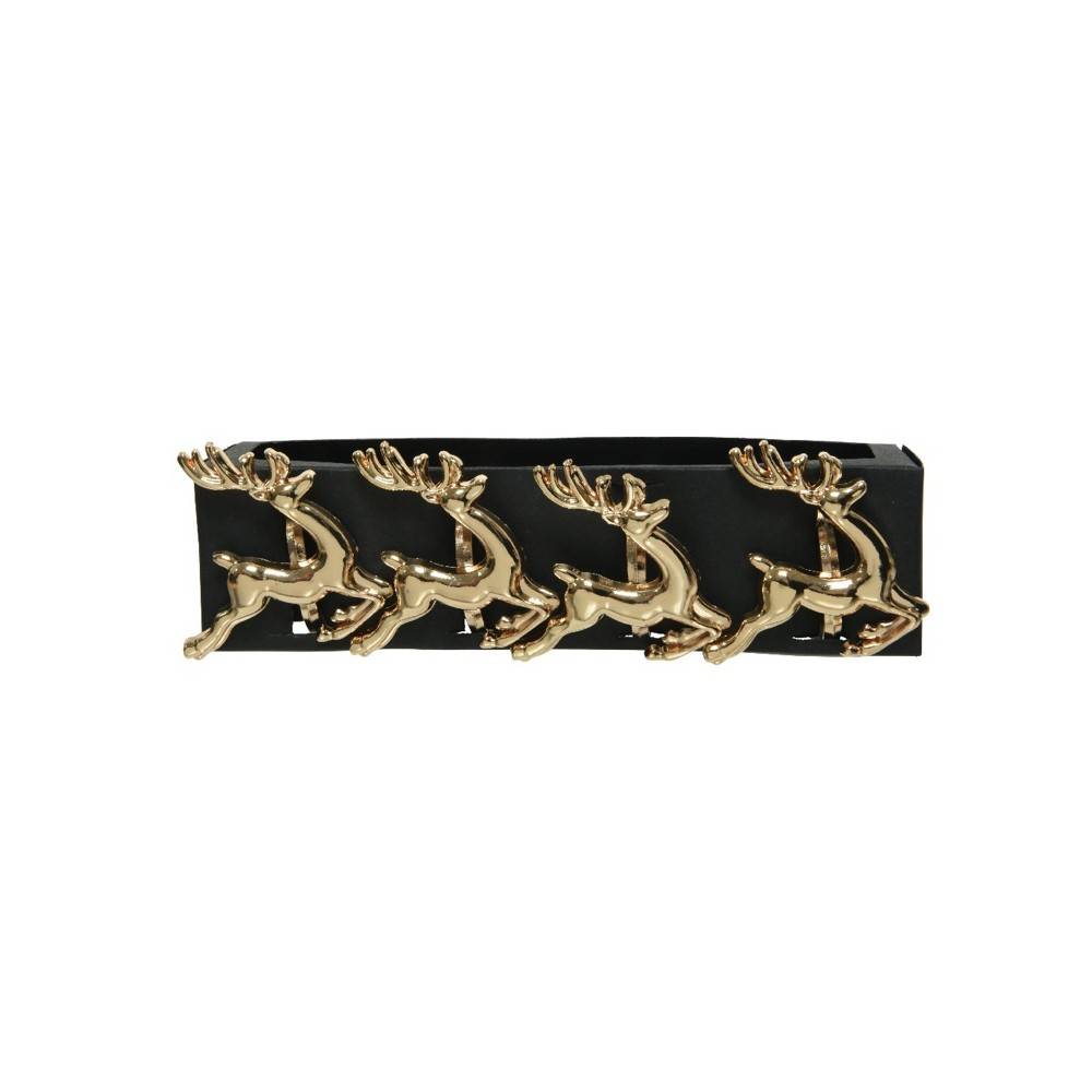 4 Golden napkin rings (deer)