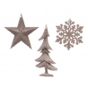 3 Hanging decorations (star-fir-snowflake) pink