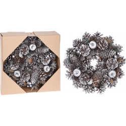 Silver wooden wreath 26cm