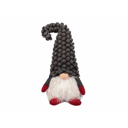 Gnome with grey santa hat with led