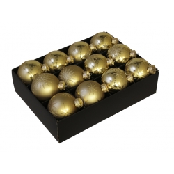 12 golden Christmas baubles...