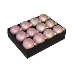 12 Roze kerstballen met...