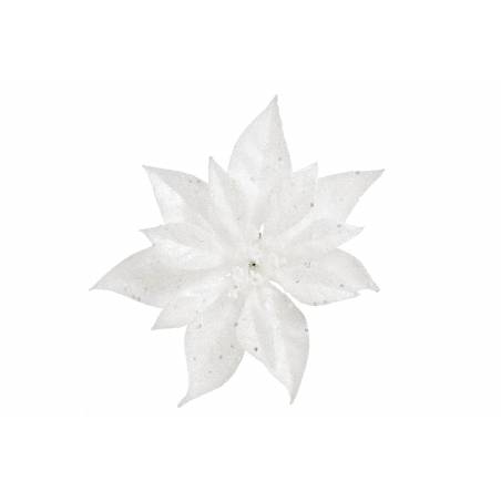 Witte glitter poinsettia op clip