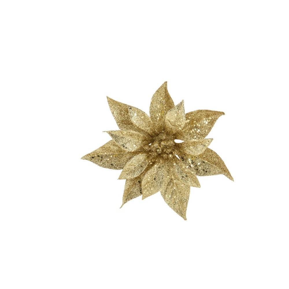 Gouden glitter poinsettia op clip