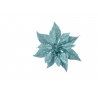 Blauwe glitter poinsettia op clip