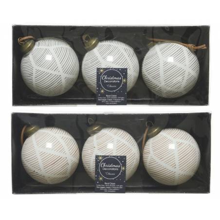 2x3 kerstballen wit gelijnd