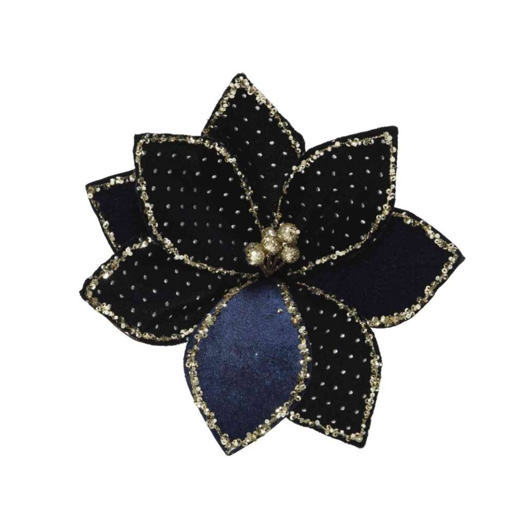 Blue velvet flower on a clip