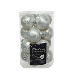 16 White Christmas baubles 3,5cm