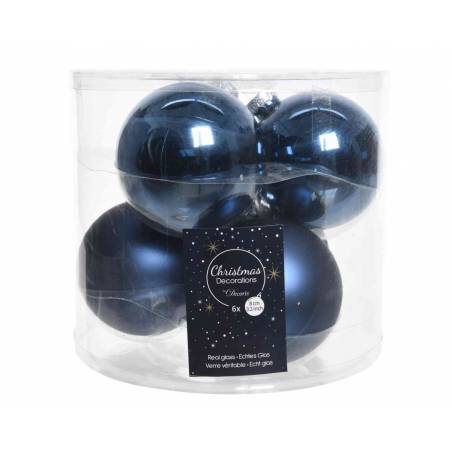 10 Dark blue Christmas baubles 6cm