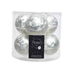 6 kerstballen wit 8cm