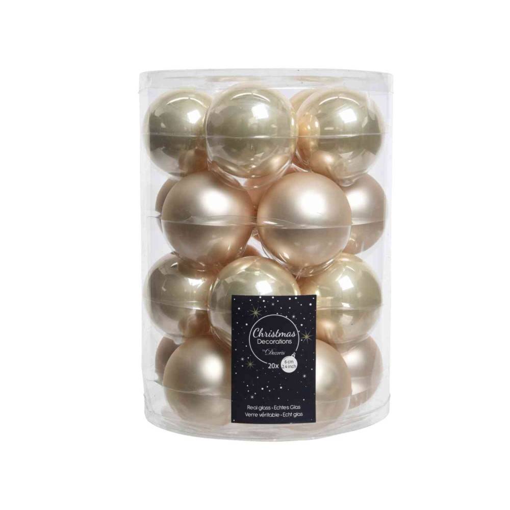 20 kerstballen champagne