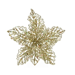 Gouden glitter poinsettia op clip