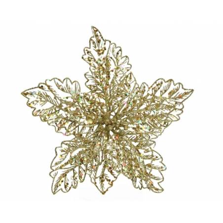 Gouden glitter poinsettia op clip