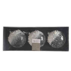 3 glazen kerstballen met kralen 8cm