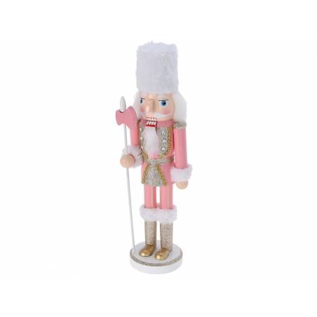 Wooden pink nutcracker with pink sword 36cm