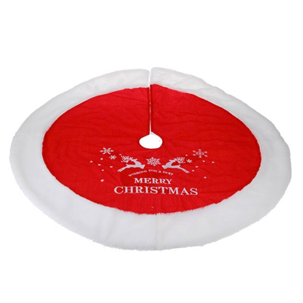 Red velvet tree skirt with faux fur "Needs to be decided" 1m