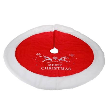 Red velvet tree skirt with faux fur "Needs to be decided" 1m