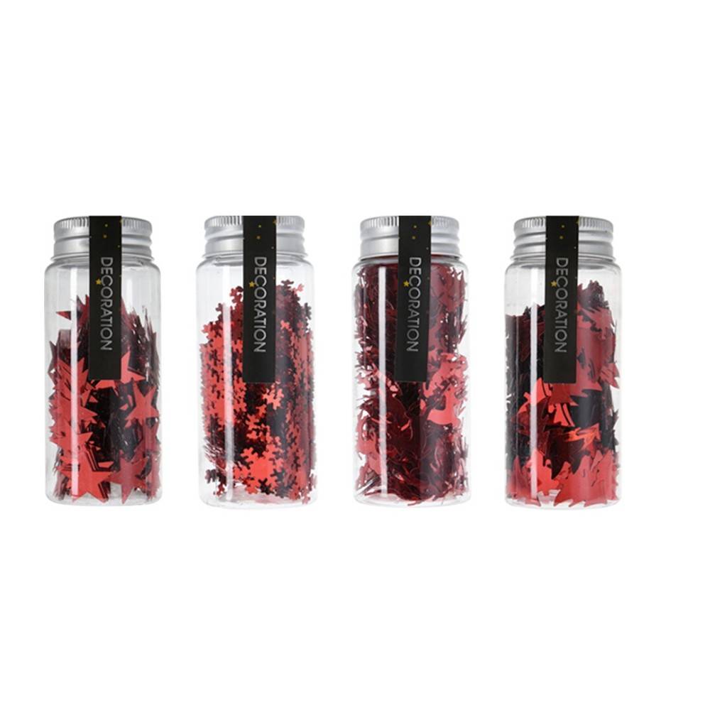 Assortment of 4 little bottles of red confetti