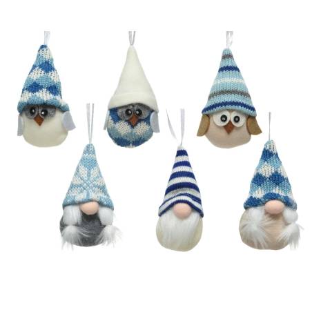 6 Hanging blue owl-gnomes