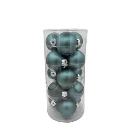 15 kerstballen turquoise 8cm