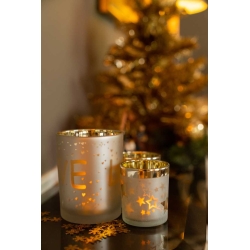 Gold and white Love candle holder