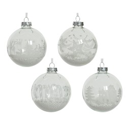 4 Glass baubles filled with snow