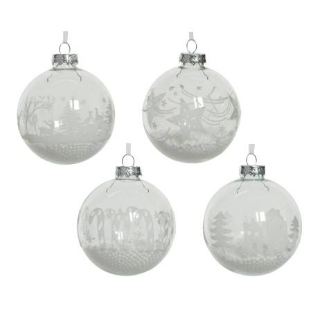 4 Glass baubles filled with snow