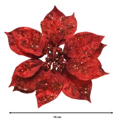 Red Christmas rose on clip