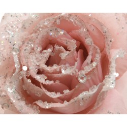 Dusty pink glitter rose on a clip