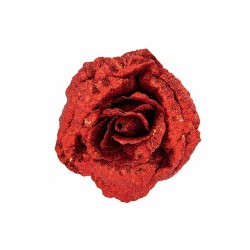 Large red rose on clip