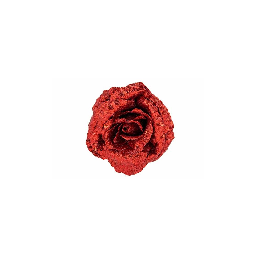 Large red rose on clip