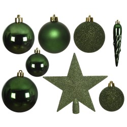 Groene glitter kerstballen van plastic