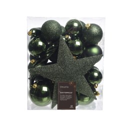 Green glitter plastic Christmas balls