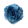 Blue rose with glitter and pearls on a clip