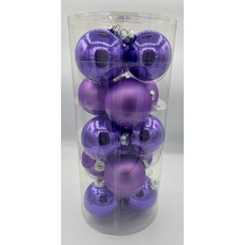 15 purple Christmas baubles 8cm