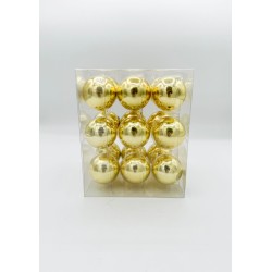 18 Golden Glass Balls - 4cm