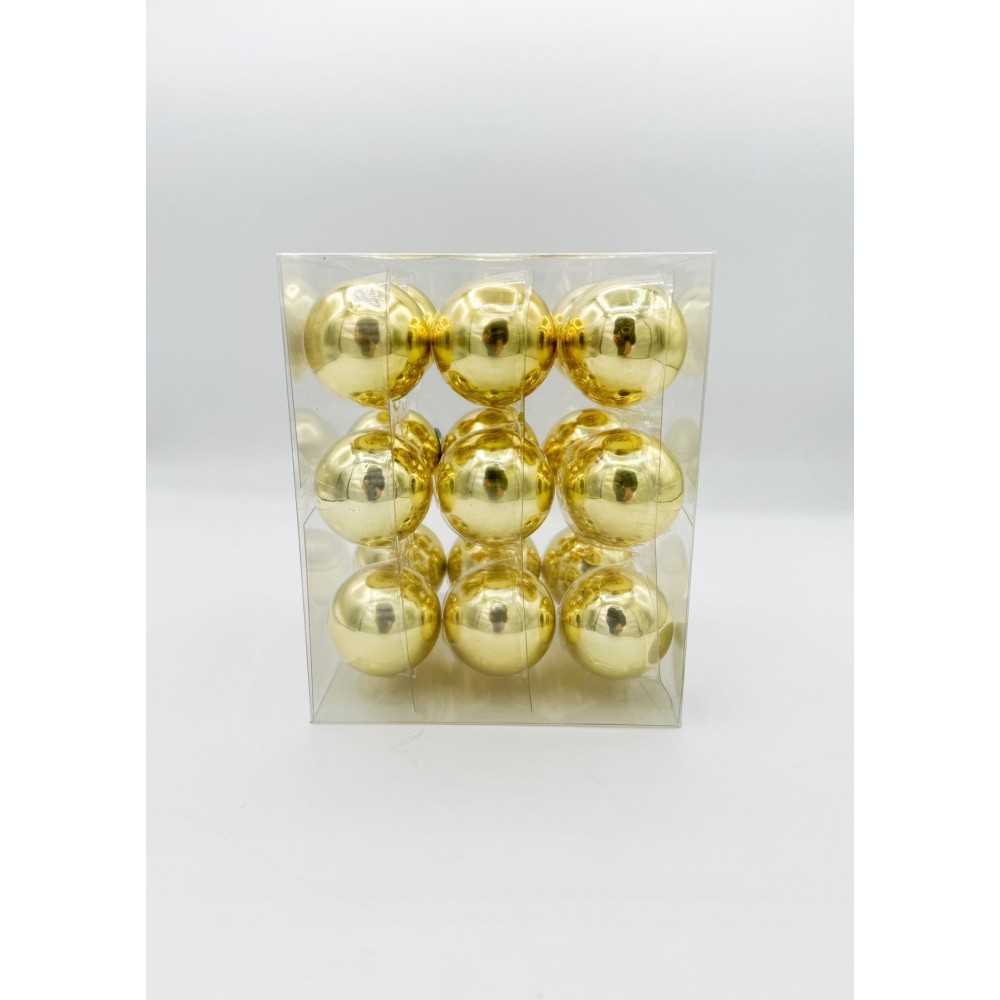 18 gouden glazen bollen - 4cm