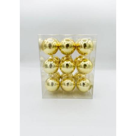 18 gouden glazen bollen - 4cm