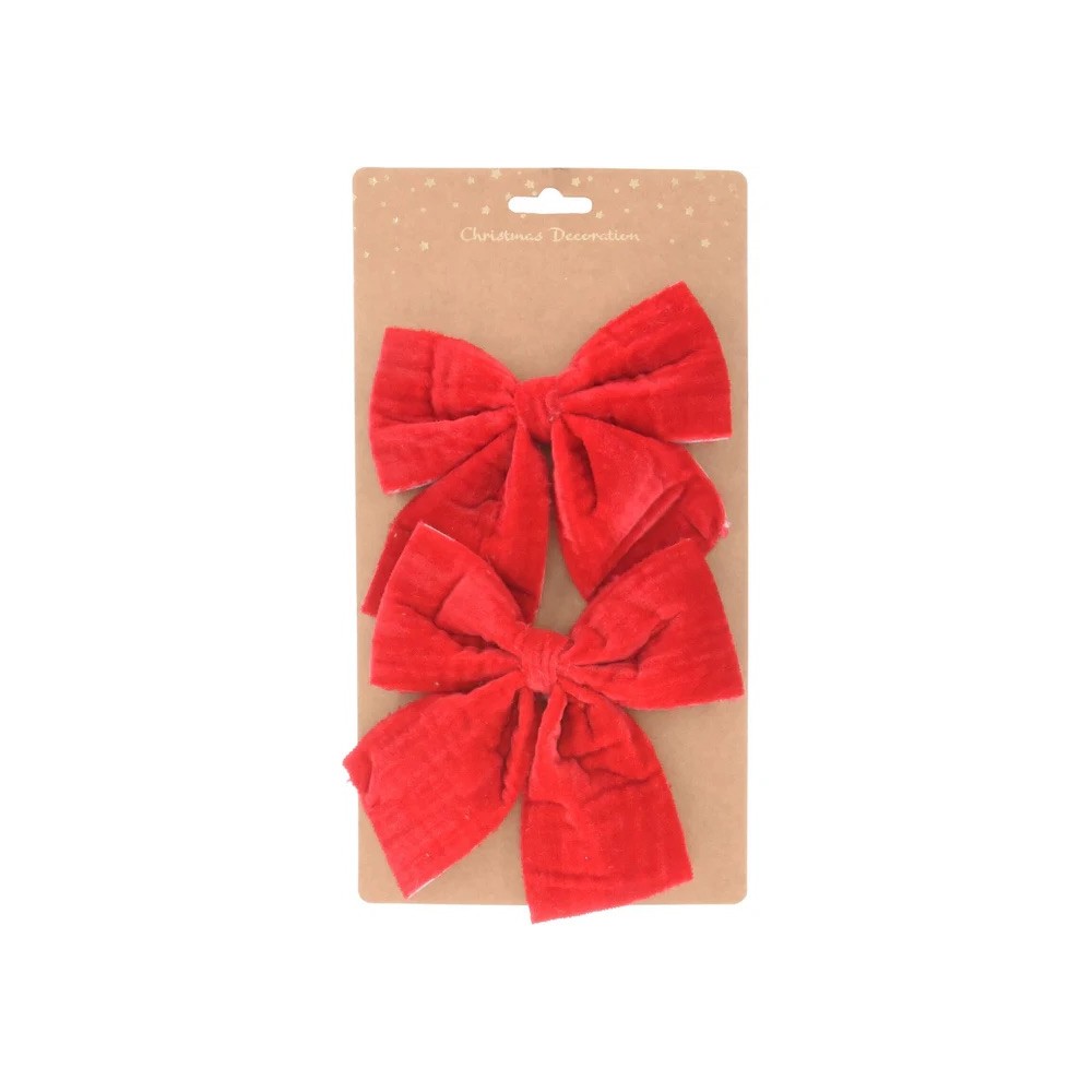 2 Red velvet bows 12cm