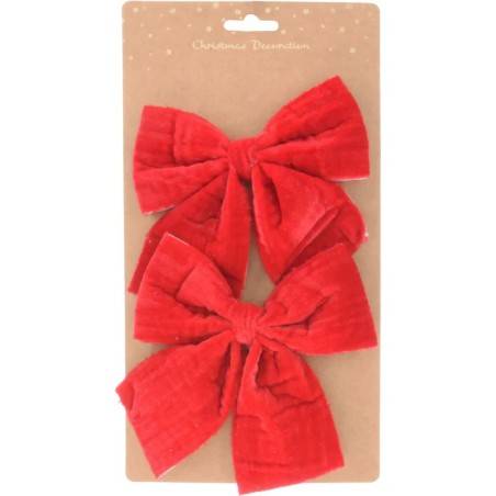 2 Red velvet bows 12cm